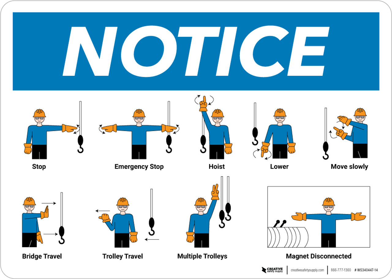 Crane hoist hand signals